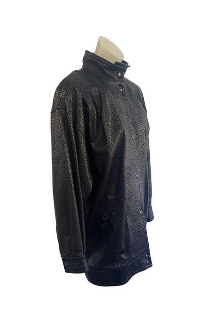 Siricco leopard print leather jacket