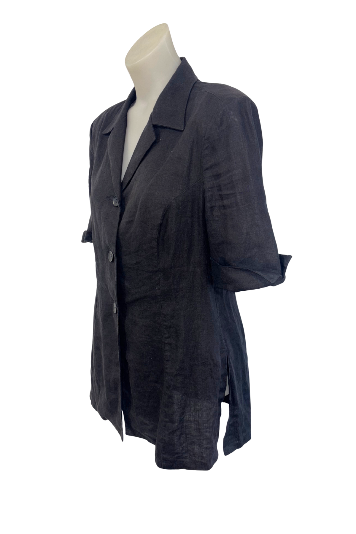 Staxs black linen blouse, 12