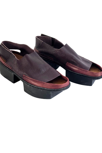 Trippen plum leather block sandals