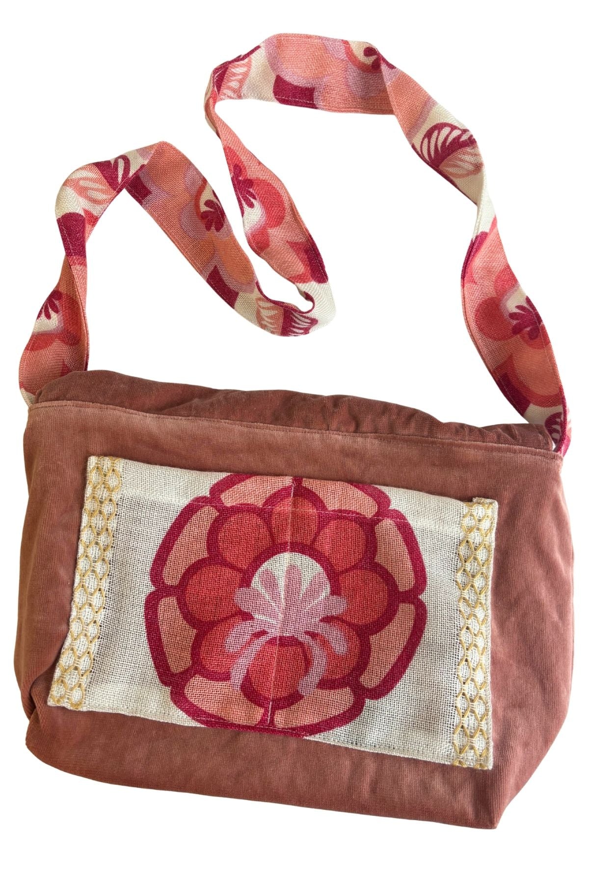 Reversible floral cross body bag