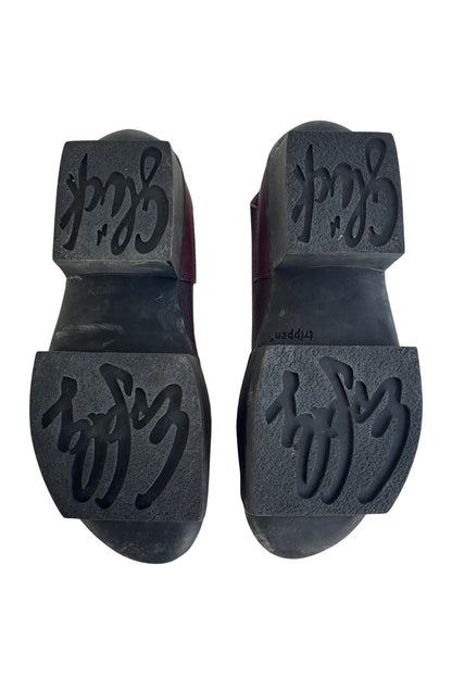 Trippen plum leather block sandals