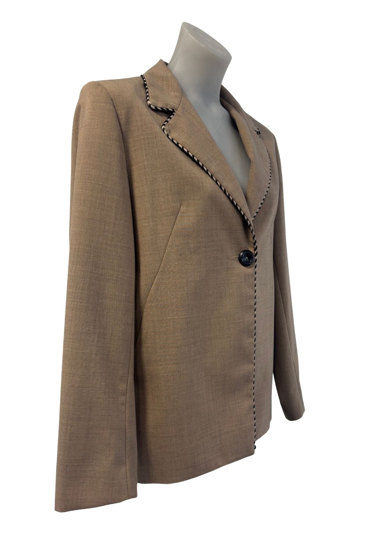 By Frederick NZ made braided trim beige blazer, 10