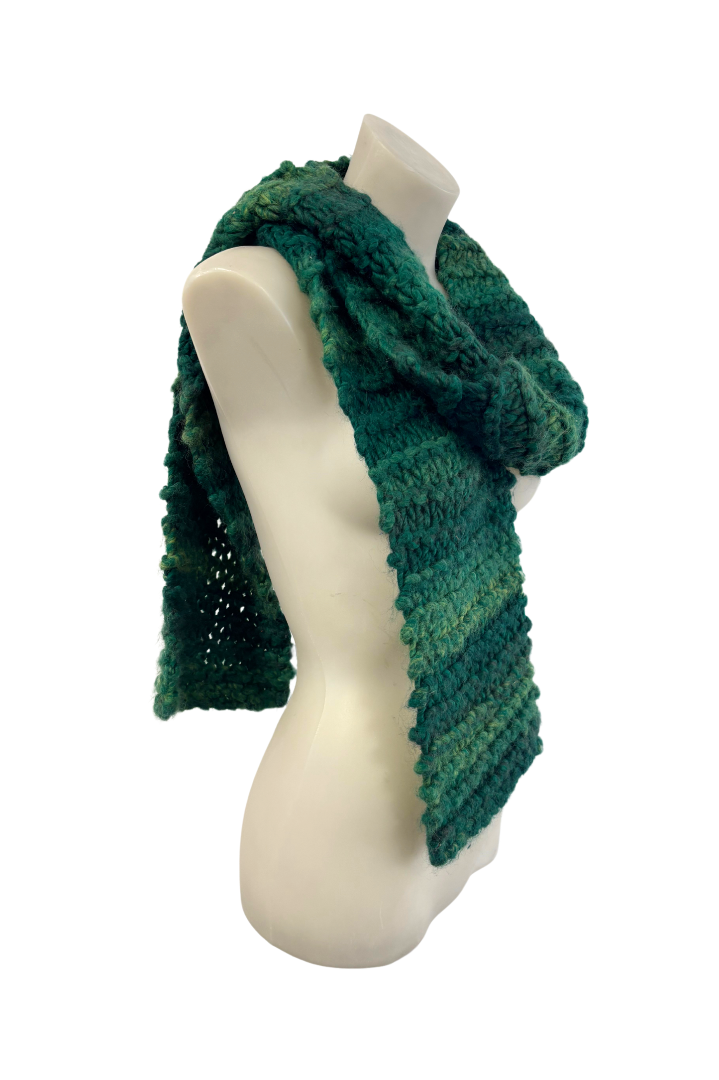 Chunky knit green scarf