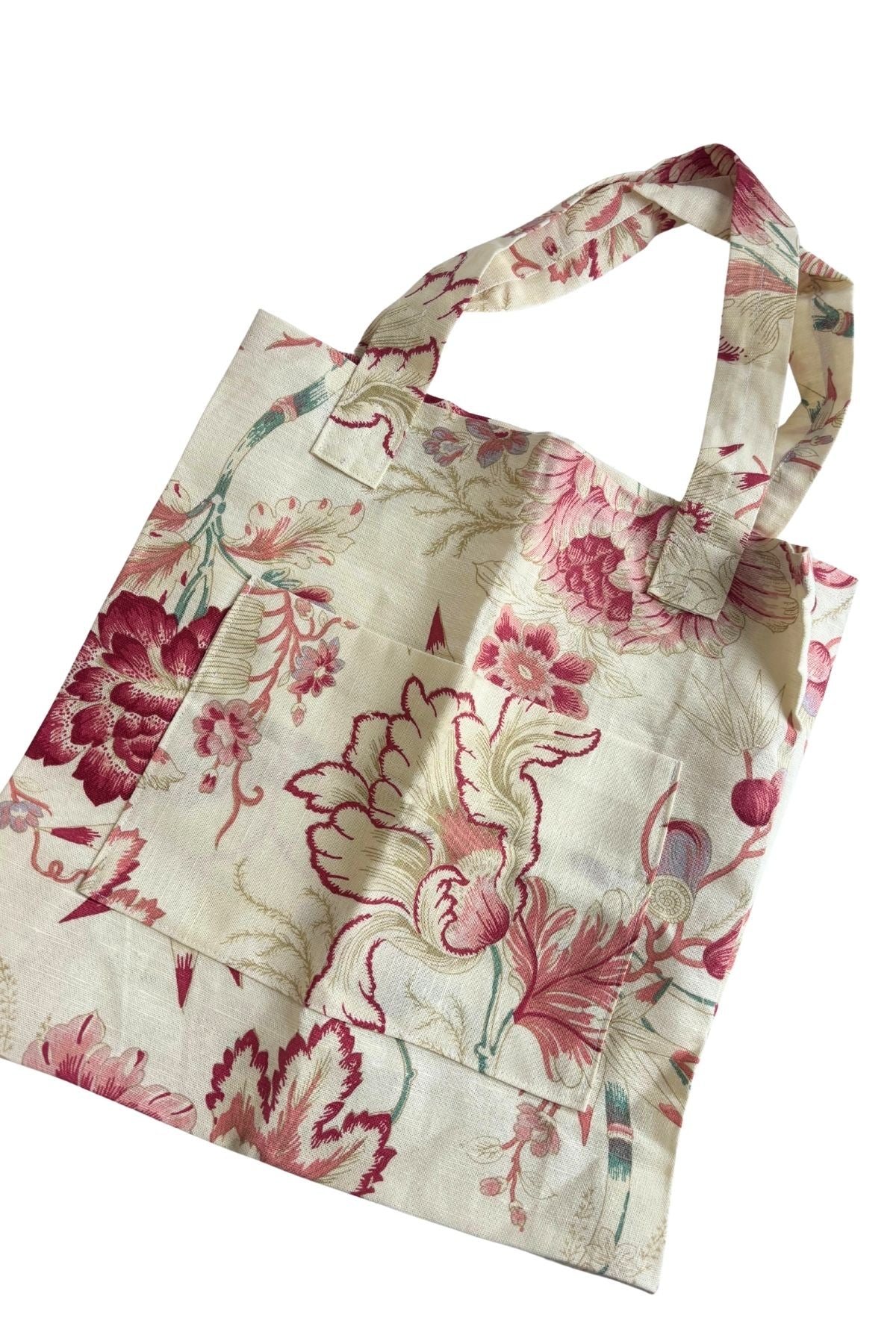 Super cute floral linen tote bag