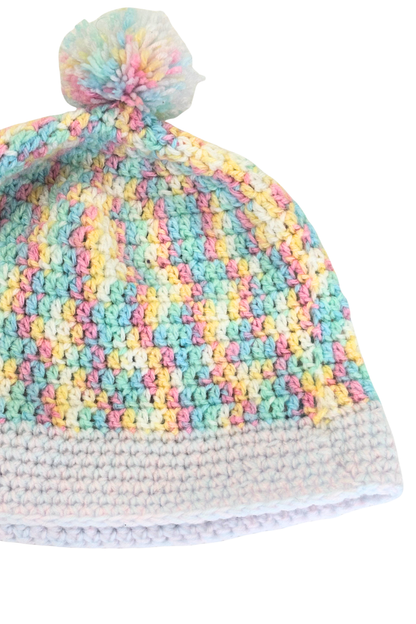 Rainbow crochet beanie