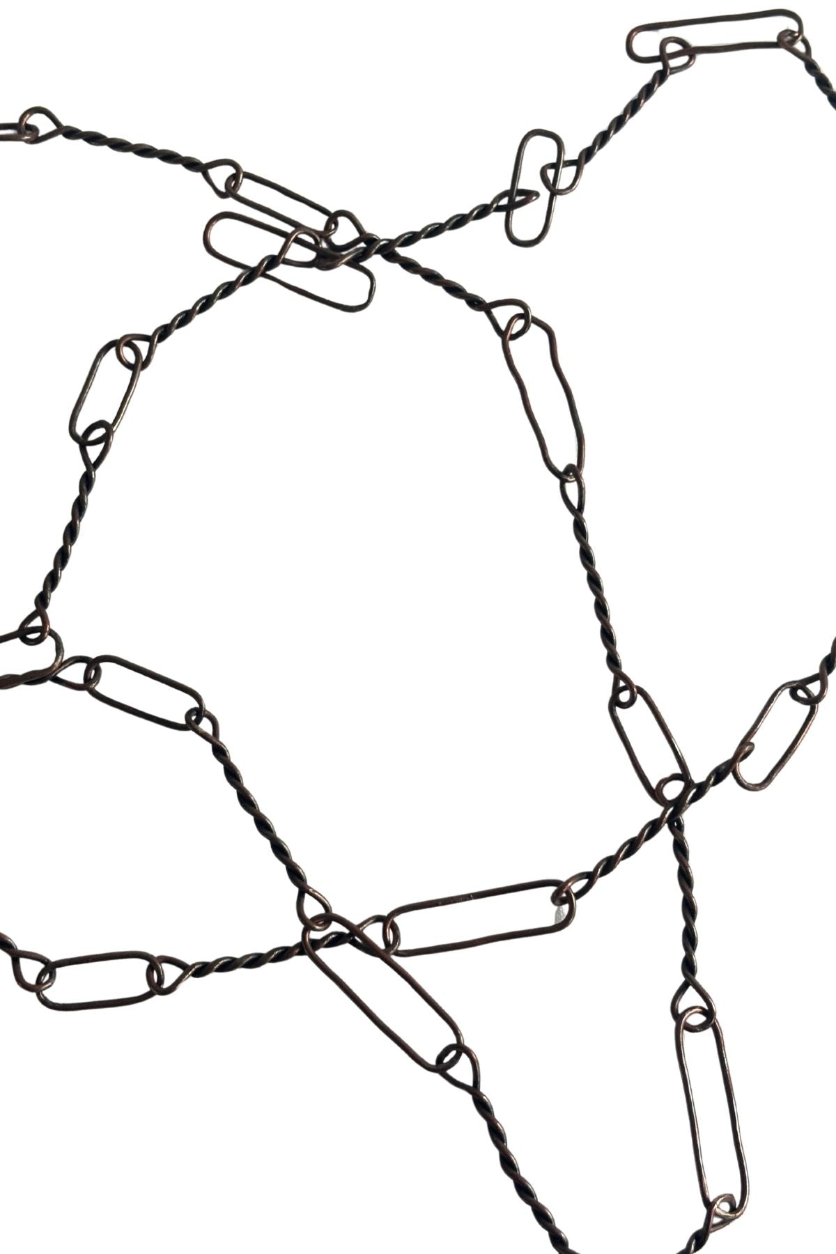 Rustic copper wire chain necklace