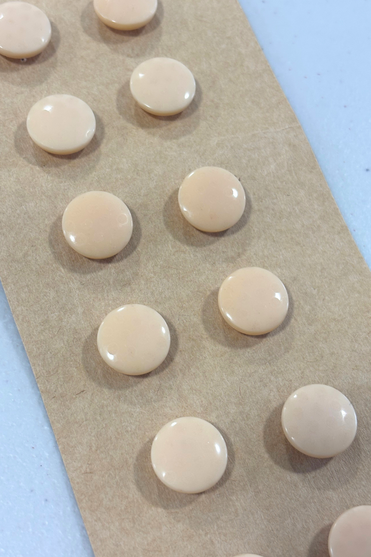 Vintage beige with clear polka dot buttons