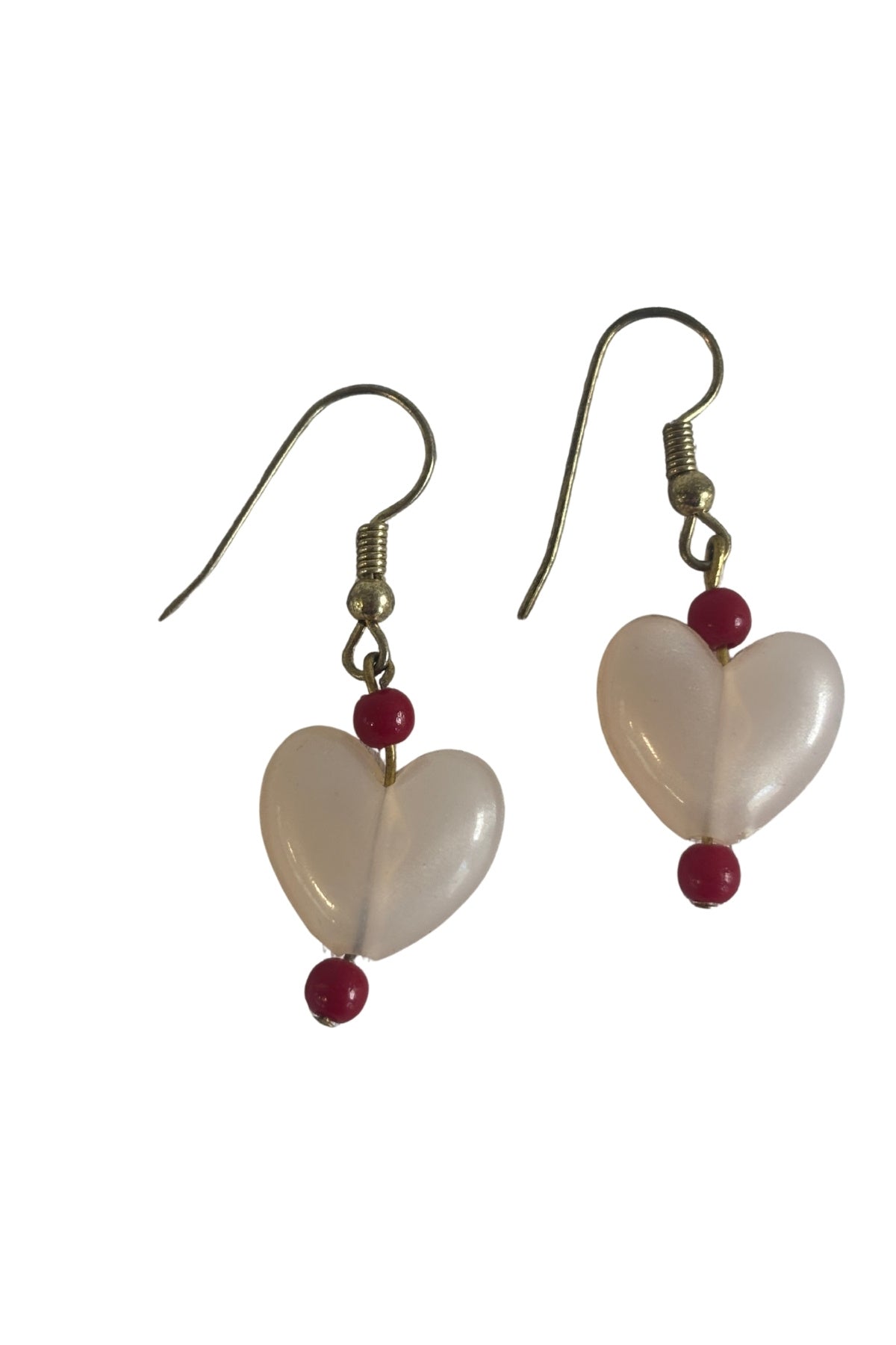Retro beaded heart dangly earrings