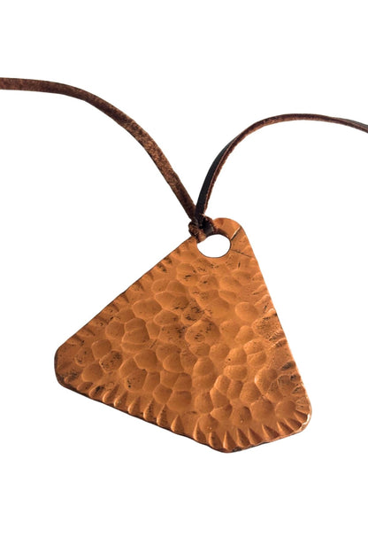 Hammered copper triangular necklace