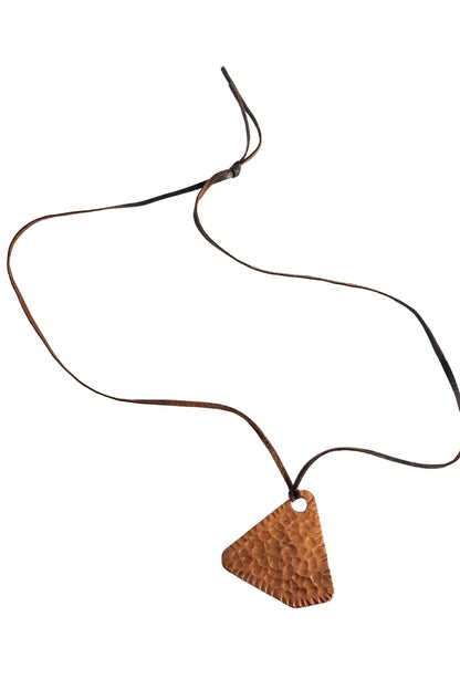 Hammered copper triangular necklace