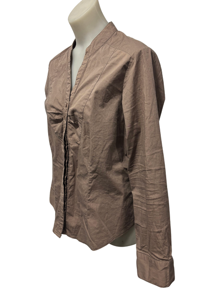 Natalie N brown button up blouse, 16