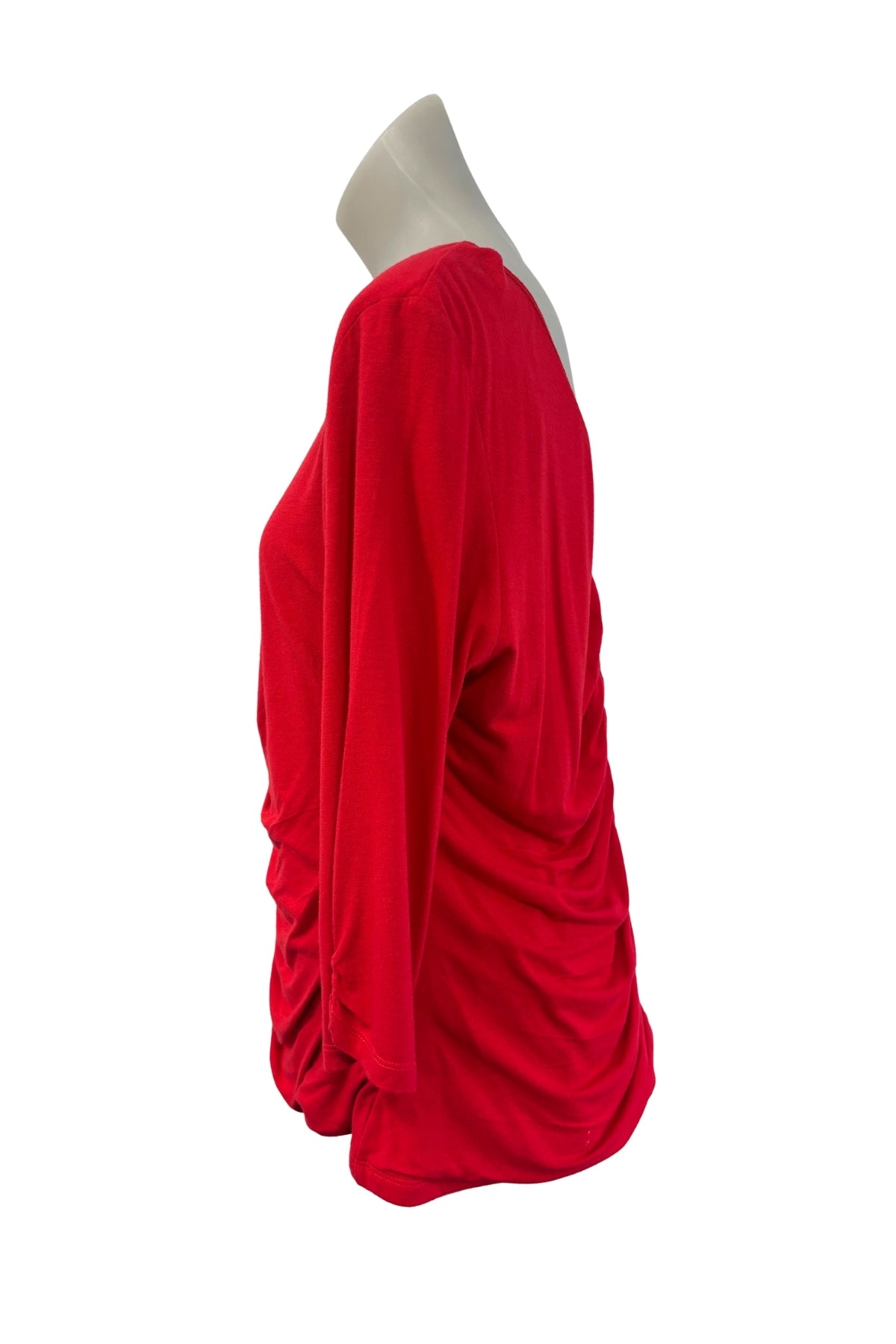 Petrena NZ made red ruched blouse, 16