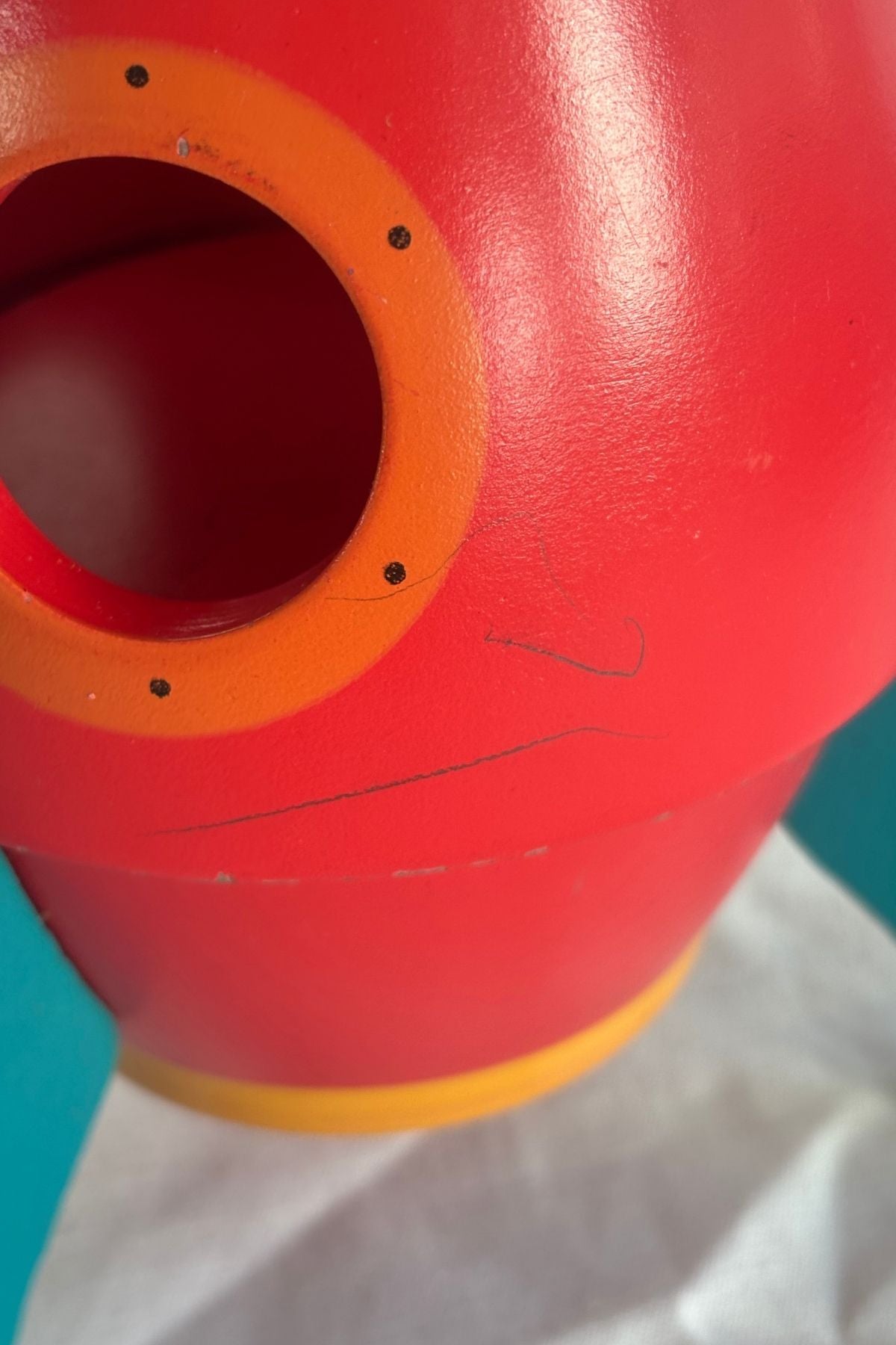 Vintage wooden rocket stacking blocks tower