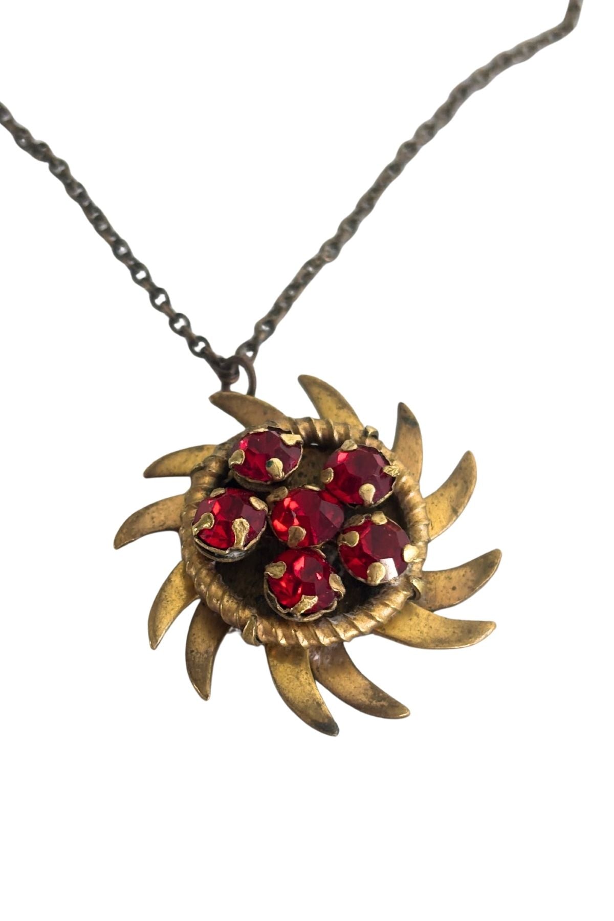 Vintage blazing sun faux ruby necklace