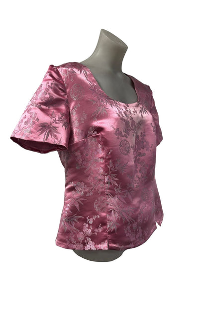 Handmade pink floral oriental blouse, 16