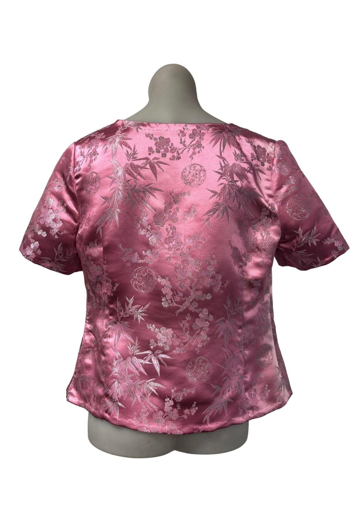 Handmade pink floral oriental blouse, 16