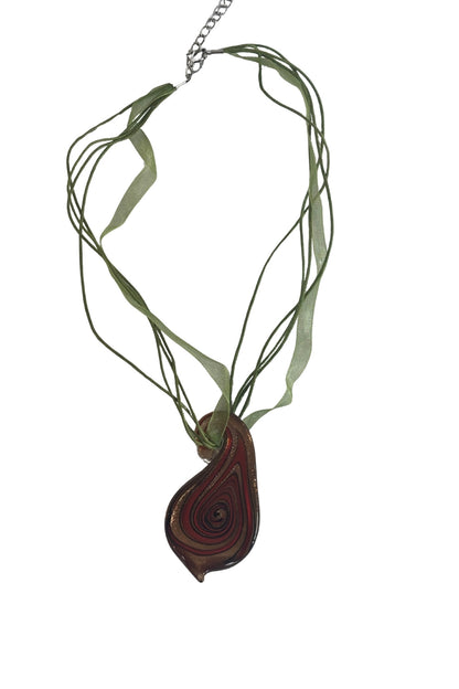 Beautiful glittery bronze glass swirl necklace