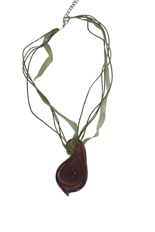 Beautiful glittery bronze glass swirl necklace