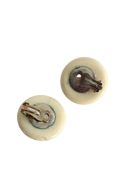 Vintage circle flower clip on earrings