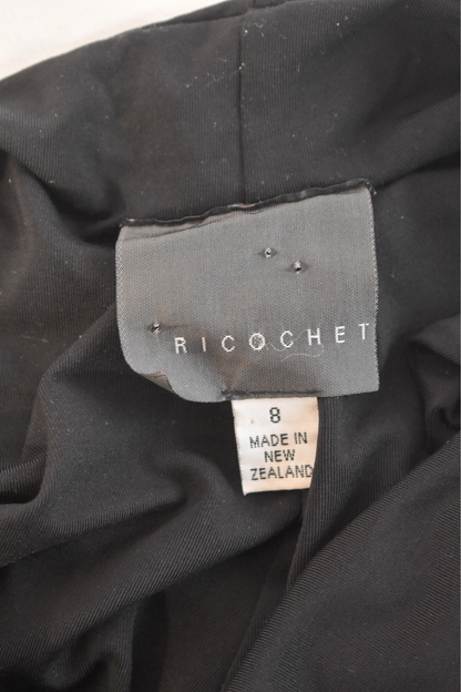 Ricochet NZ made little black halter neck dress, 8