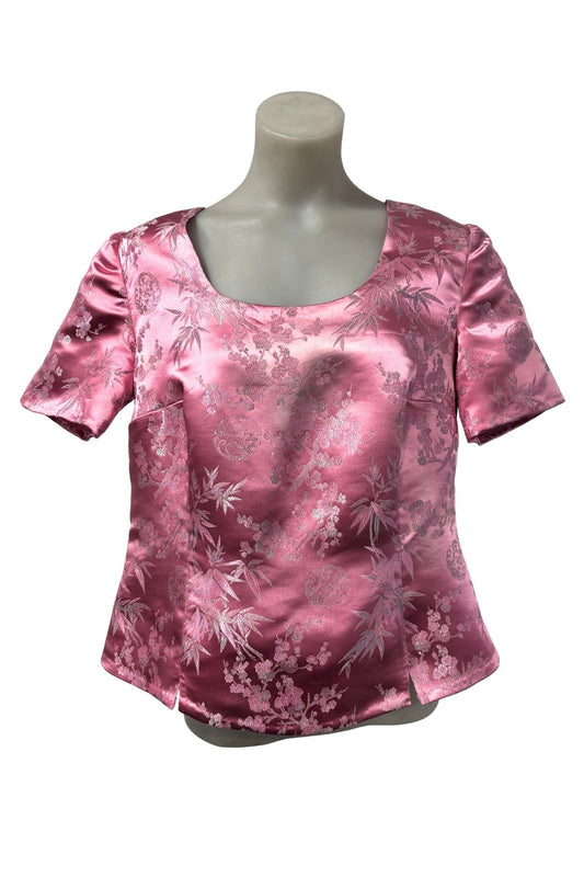 Handmade pink floral oriental blouse, 16