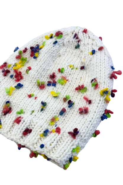 Colourful spots knit beanie