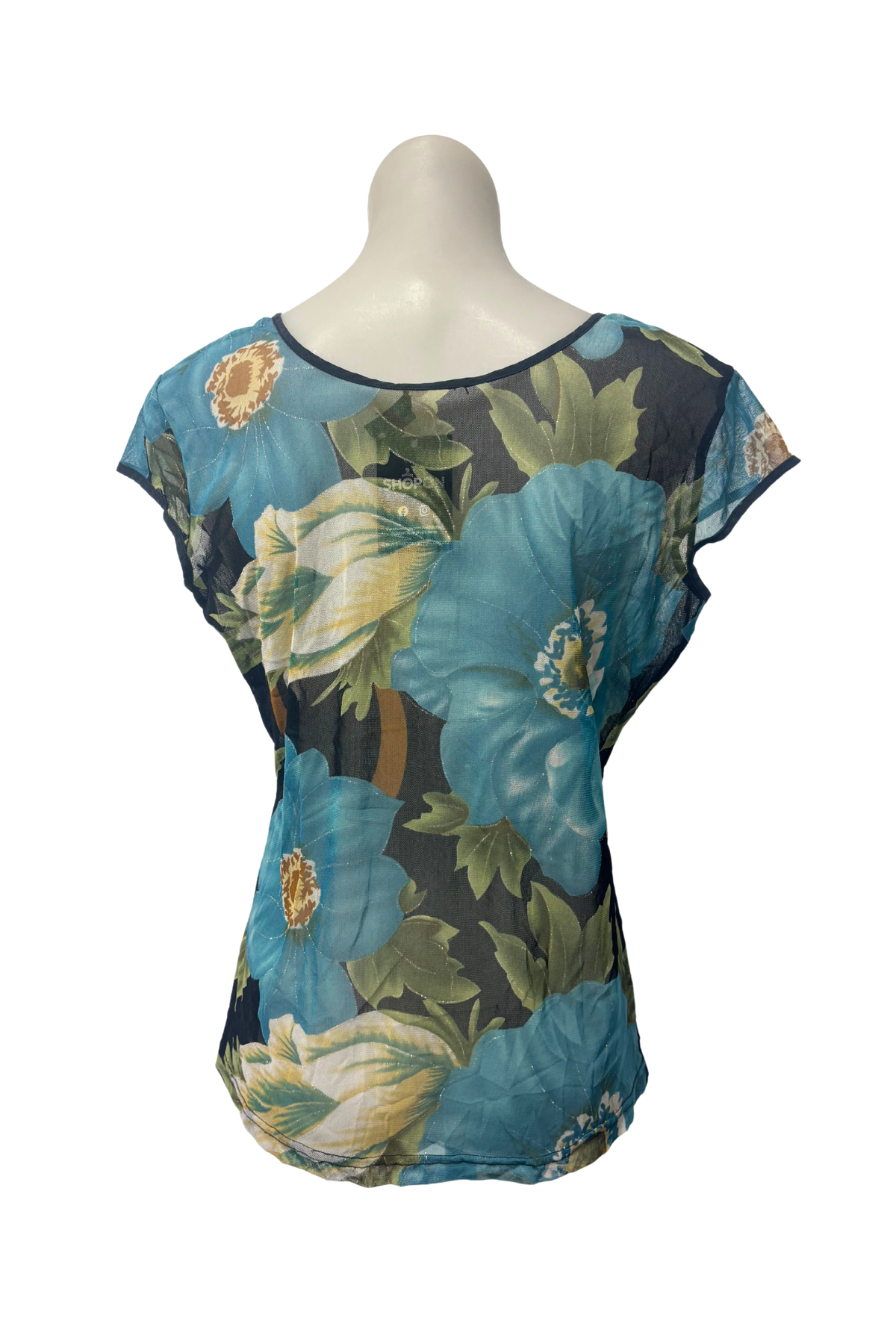 Silk Caress floral mesh blouse, XL