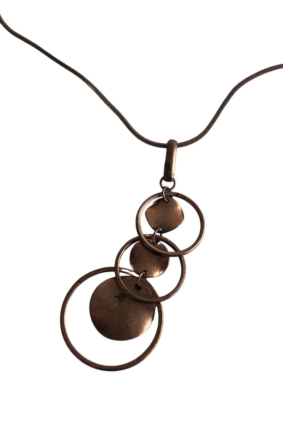 Copper toned cascading circles necklace