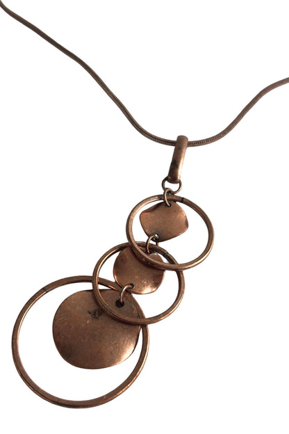 Copper toned cascading circles necklace