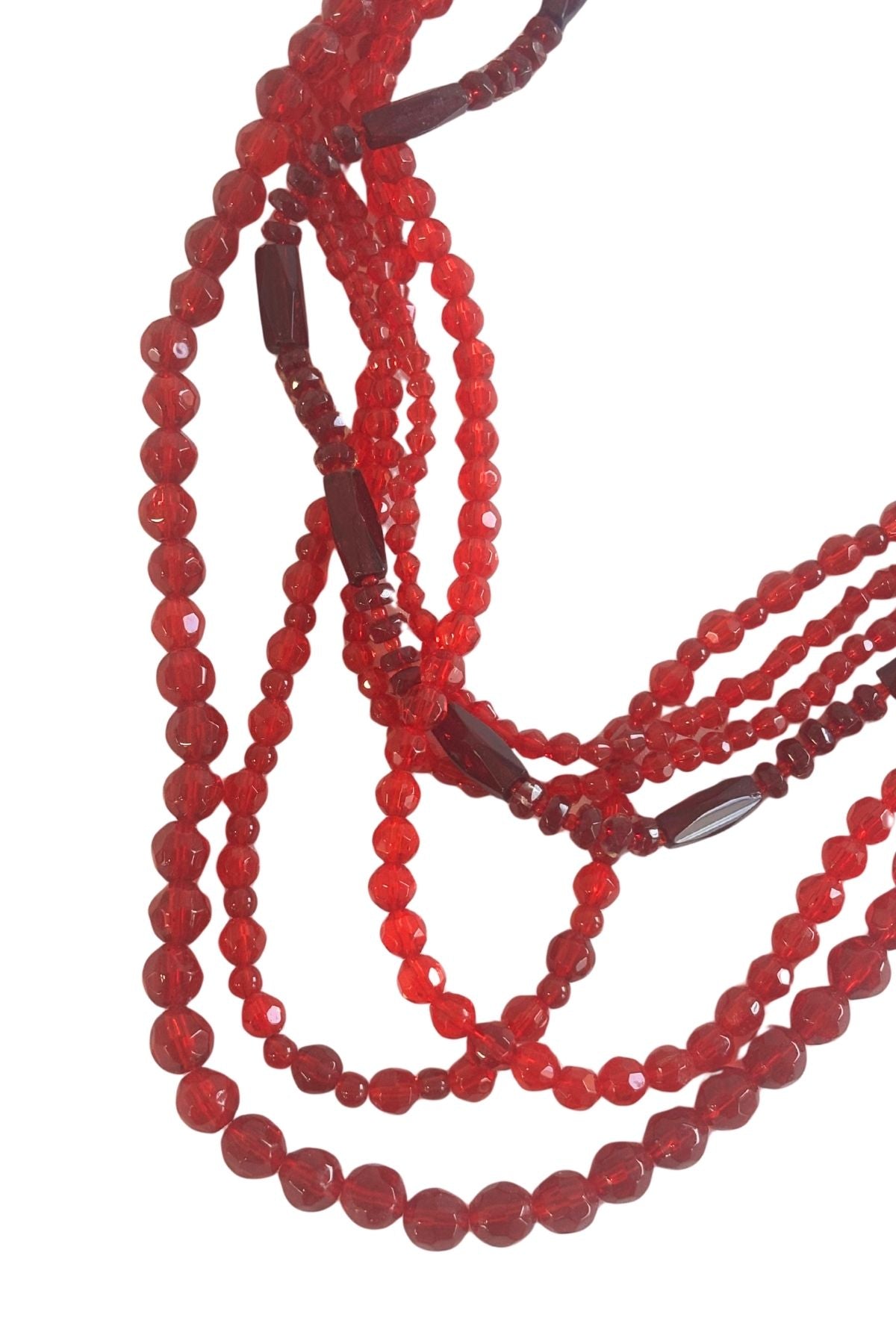 Retro vibrant red glass necklace