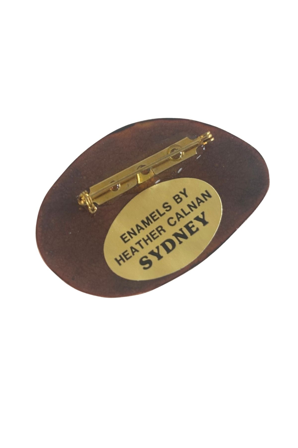 Enamels by Heather Calnan gold flake brooch