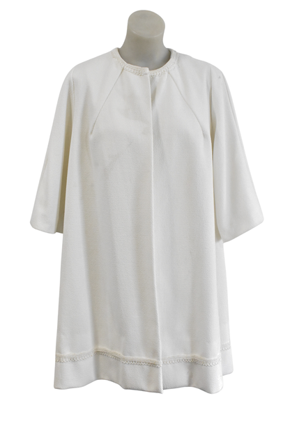 1960's Crimplene white mid coat, S