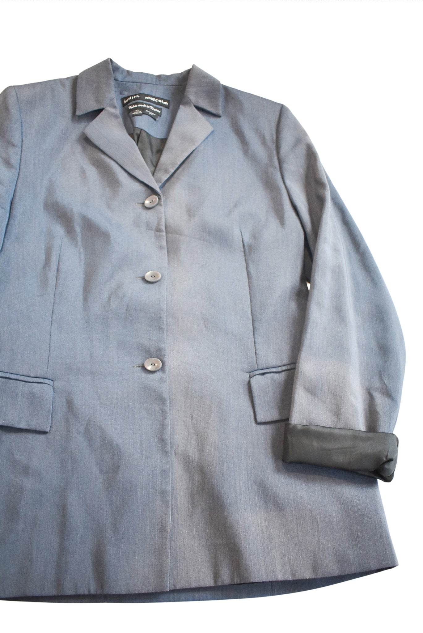 Judith Malcolm NZ made metallic blue blazer, 10