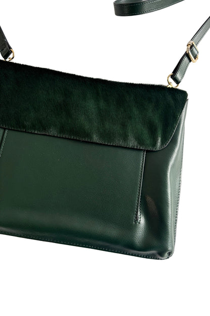 Kelly Brown Designer Green Leather Handbag