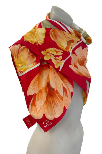 Oscar De La Renta 100% silk floral scarf