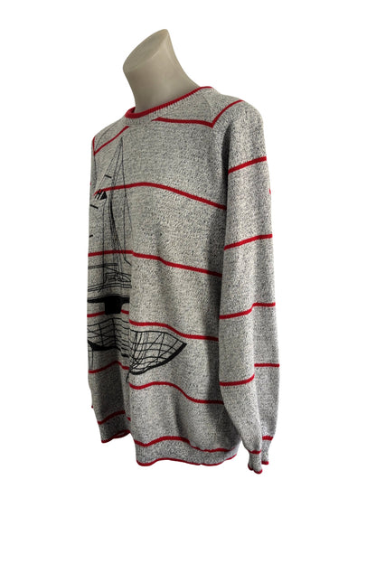 NZ made Cerano knitwear by Famarine sailboat knit jumper, M