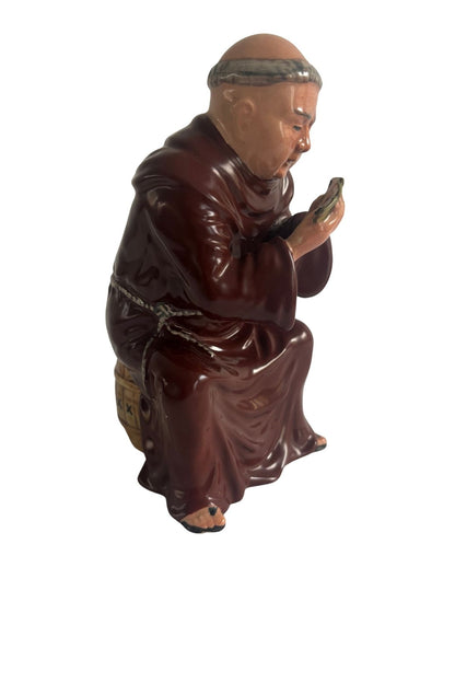 Antique Monk playing cards figurine