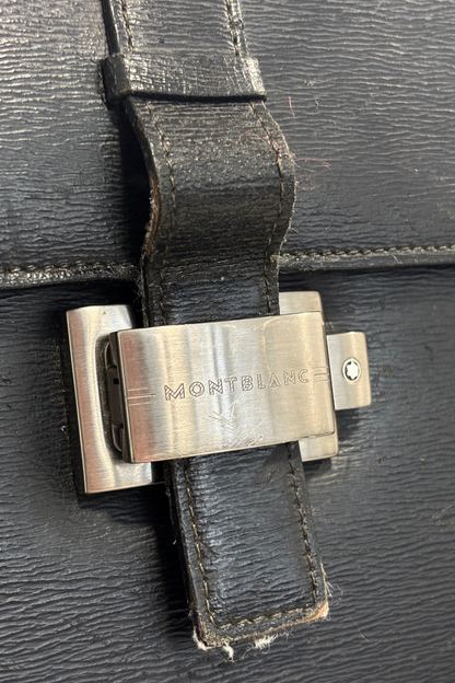 Mont Blanc black leather briefcase