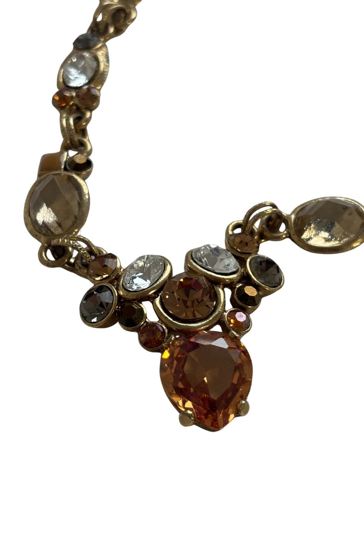 Chunky gem cluster golden chain necklace