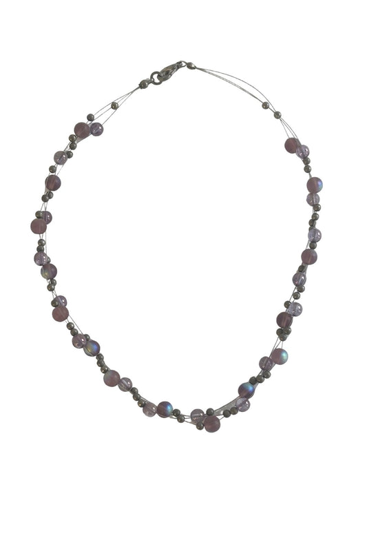 Groovy Y2K glass bead wire necklace