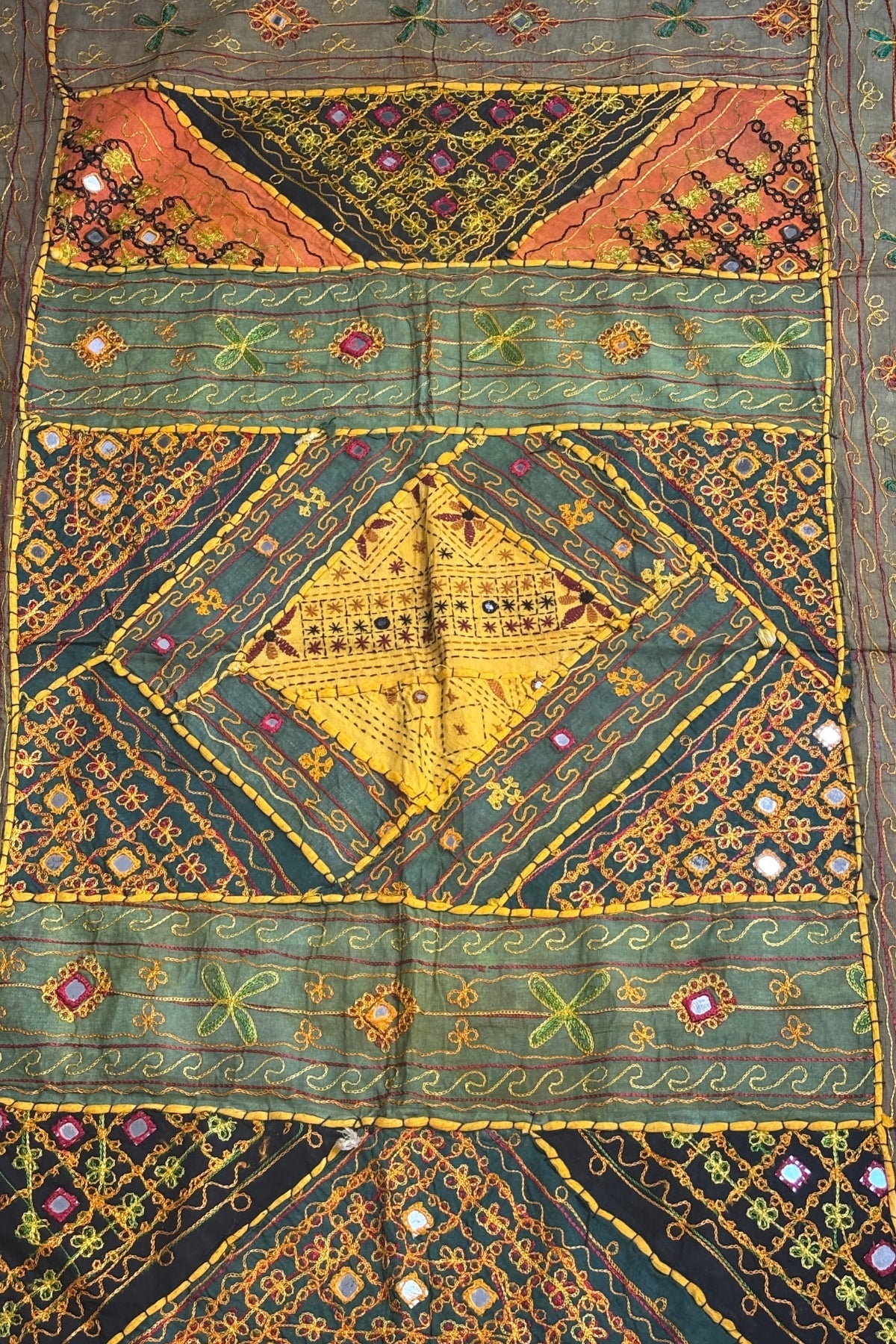 Funky embroidered mirrors tapestry