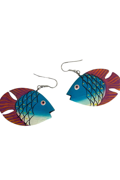 Vintage fish earrings blue + purple