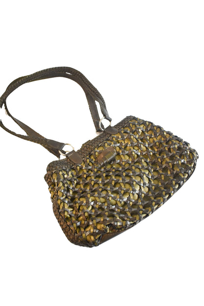 Mixed metal toned woven bag