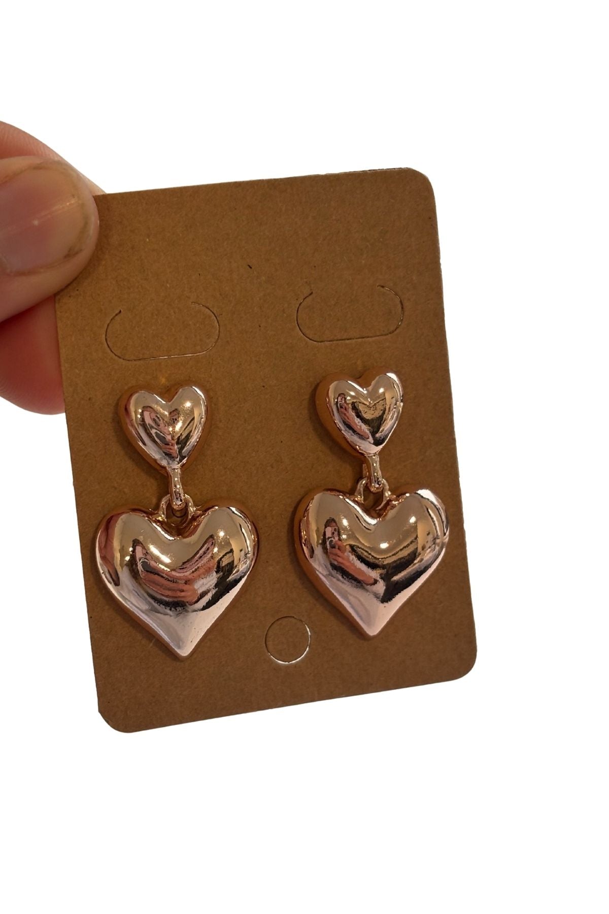 Rose gold heart drop studs