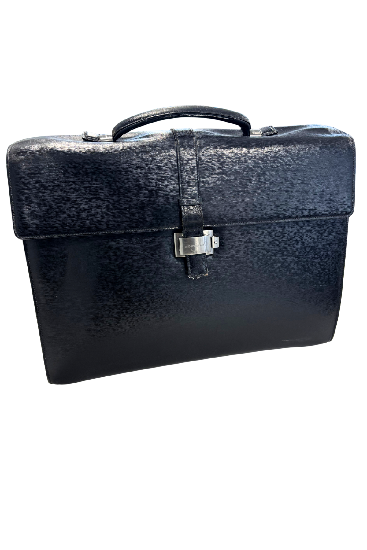 Mont Blanc black leather briefcase