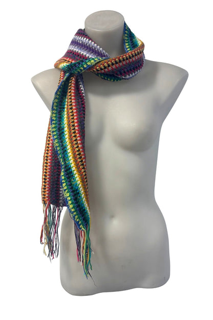 Multi coloured crochet scarf
