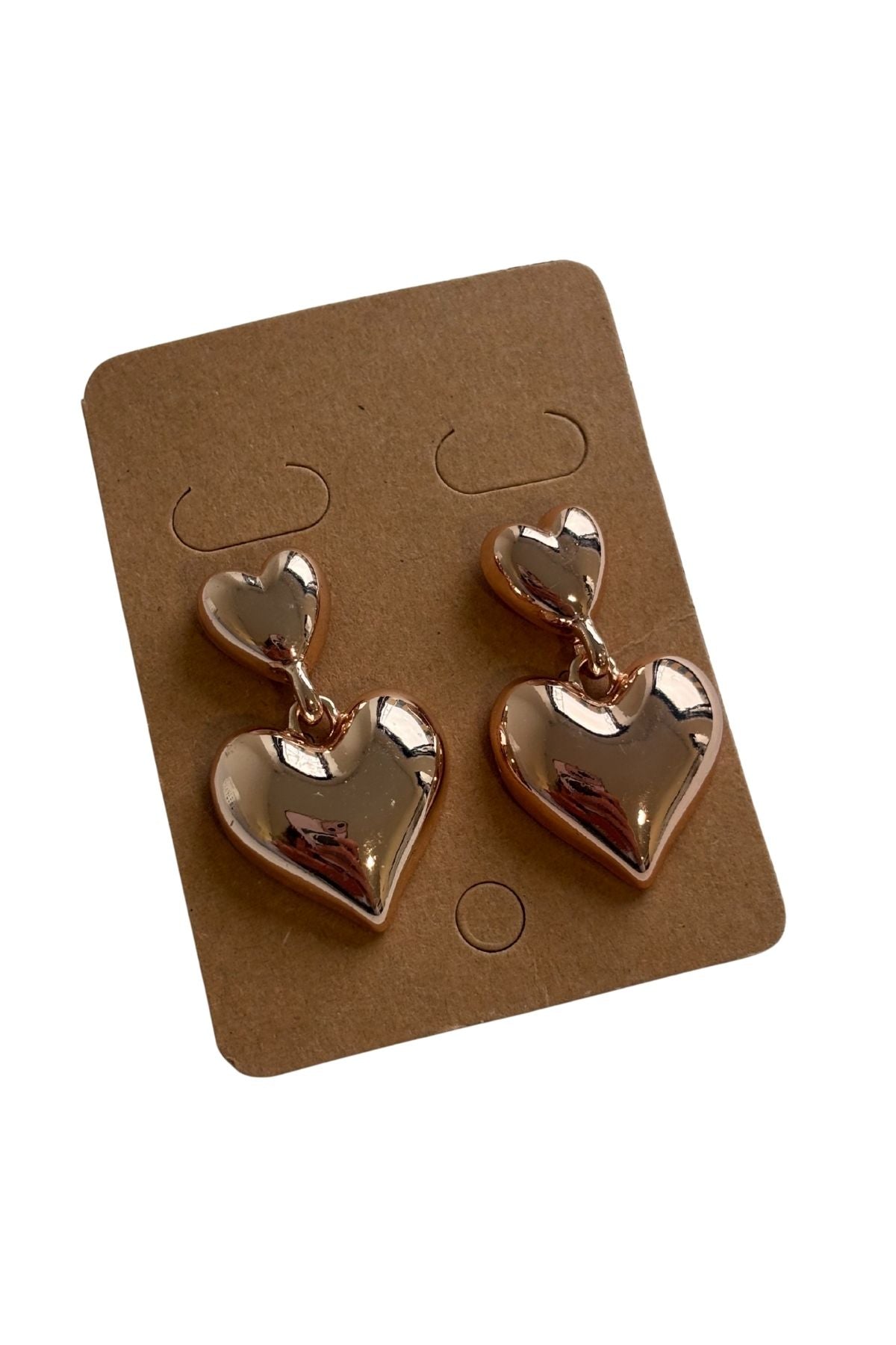 Rose gold heart drop studs