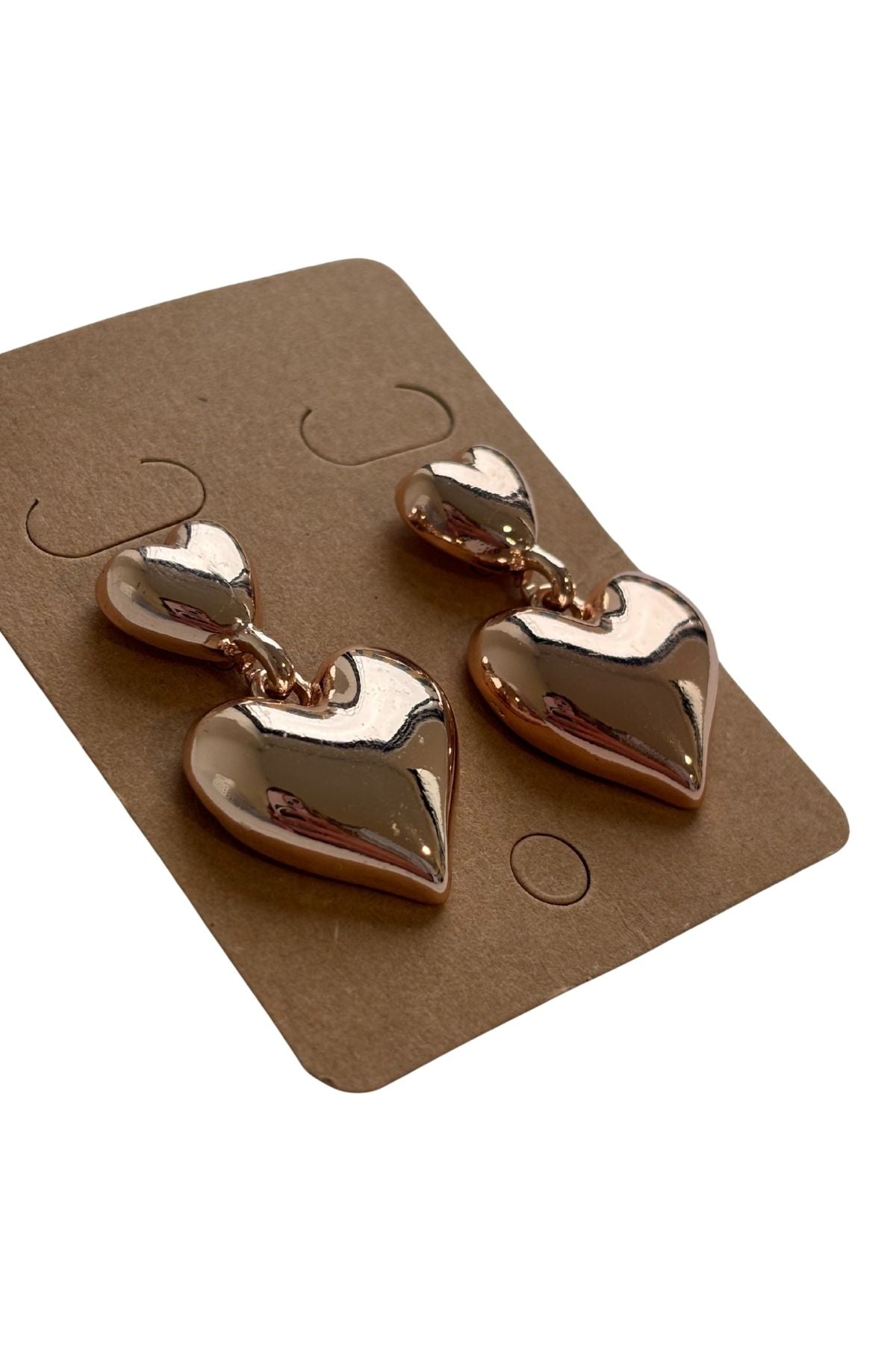 Rose gold heart drop studs