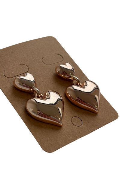 Rose gold heart drop studs