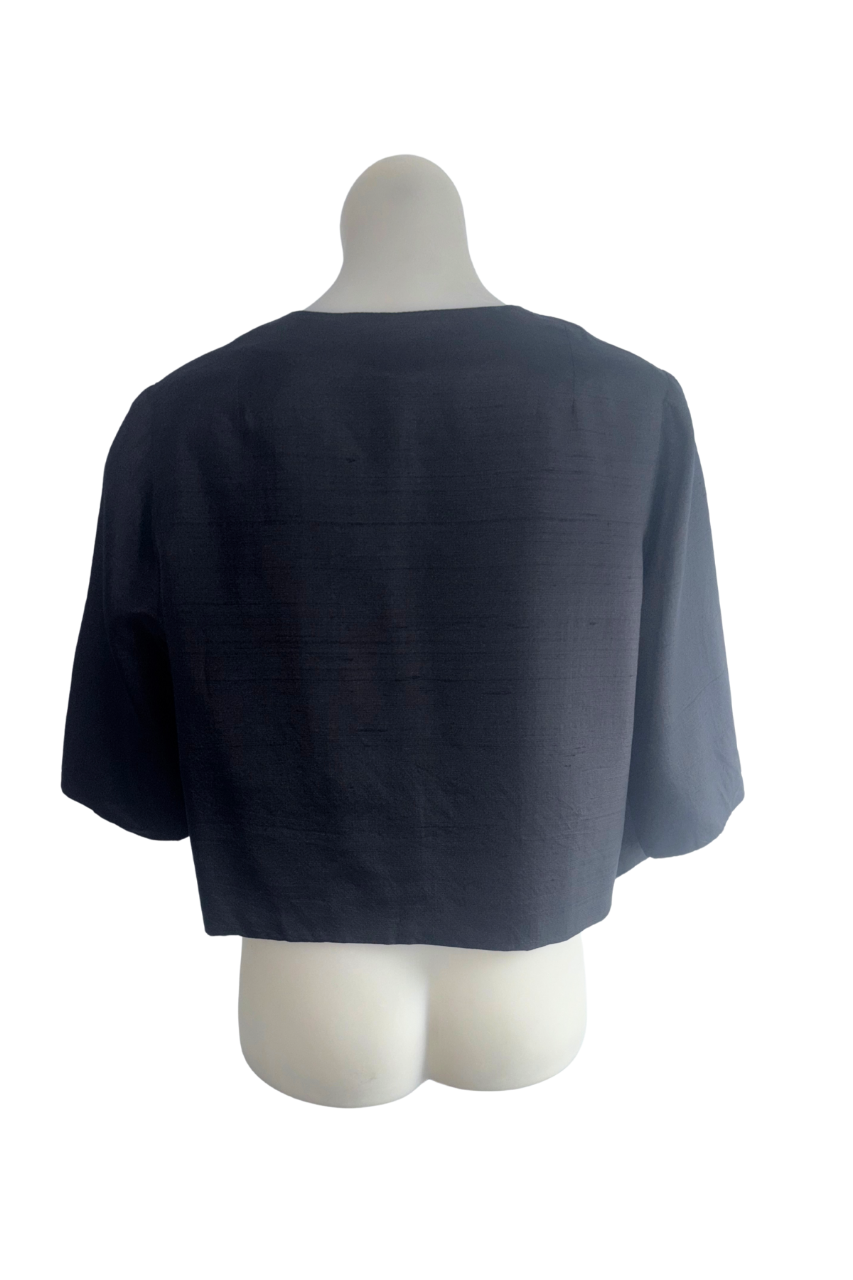 Silk blend cropped button up blouse, M